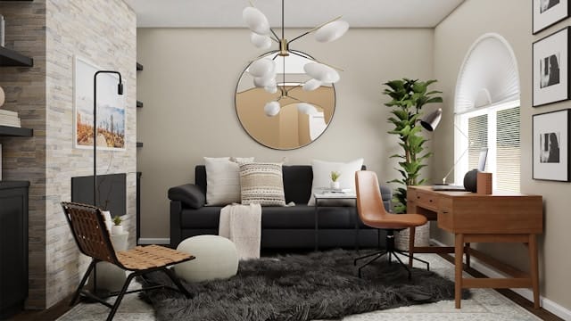 Home decor items arranged in a living space